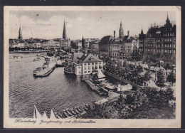 Ansichtskarte Hamburg Jungfernstieg Mit Alsterpavillon Schiffe Kirche Nach - Other & Unclassified
