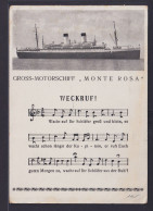 Ansichtskarte Schiff Schifffahrt Seefahrt Marine Motorschiff Monte Rosa Liedtext - Otros & Sin Clasificación