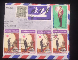 C) 1970, THAILAND, AIR MAIL, COVER SENT TO THE UNITED STATES WITH MULTIPLE STAMPS. - Andere & Zonder Classificatie