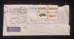 C) 1961 GREECE, AIR MAIL, ENVELOPE SENT TO THE UNITED STATES WITH MULTIPLE 2 CHOICE STAMPS - Altri & Non Classificati