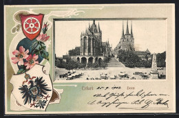 Passepartout-Lithographie Erfurt, Blick Auf Dom Und St. Severikirche  - Other & Unclassified