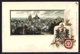 Passepartout-Lithographie Erfurt, Blick über Die Stadt, Wappen  - Autres & Non Classés