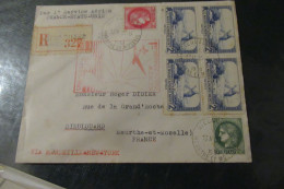 Par Premier Service Aérien France Etats - Unis 1939 Lettre Recommandée  Dieulouard - First Flight Covers