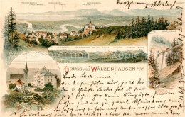 13799396 Walzenhausen AR Panorama Kirche Hotel Rheinburg Drahtseilbahn Litho  Wa - Other & Unclassified