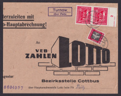 Turnow über Peitz Brandenburg DDR Brief Landpoststempel Zusammendruck Bogenrand - Storia Postale