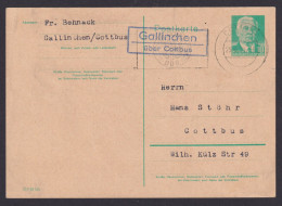 Gallinchen über Cottbus Brandenburg DDR Ganzsache Landpoststempel N. Cottbus - Brieven En Documenten