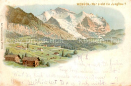 13770336 Wengen  BE Panorama Mit Jungfrau Berner Alpen Kuenstlerkarte  - Altri & Non Classificati
