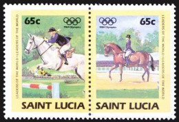 Saint Lucia 1984 MNH, Olympic Games Los Angeles, Equestrian And Horse Riding, Sports - Hand-Ball