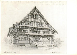 13746526 Lutikon Hombrechtikon ZH Riegelhaus Zeichnung Fachwerkhaus  - Autres & Non Classés
