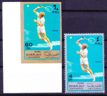 Sharjah 1973 MNH Perf+Imperf, Tennis, Sports - Tennis