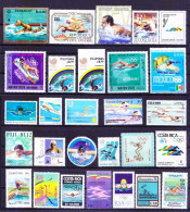 Swimming Water Sports, All Different 56 MNH Stamps Collection - Natación