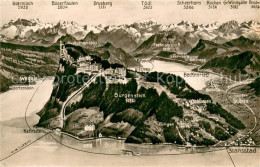 13735886 Buergenstock Vierwaldstaettersee Panoramakarte Mit Weggis Brunnen Vitzn - Other & Unclassified