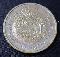 MEXICO 1950 $5 SOUTHEASTERN RAILROAD Silver Coin, See Imgs., Nice, Rather Scarce - Mexique