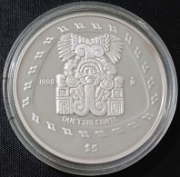 MEXICO 1998 $5 QUETZALCOATL Precol. Series .999 Silver Coin, See Imgs., Nice, Rather Scarce - México