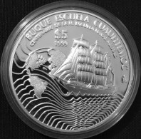 MEXICO 1999 $5 CUAUHTEMOC Vessel Ship .999 Silver Coin, See Imgs., Nice, Rather Scarce - Mexico