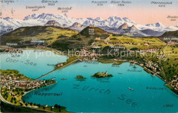 13727996 Zuerichsee ZH Panoramakarte Mit Obersee Und Rapperswil Feldpost Zuerich - Otros & Sin Clasificación