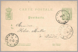LUXEMBOURG - 1887 POSTES RELAIS No. 9 [REISDORF] Via Diekirch To Vianden - 5c Green Allegory Postal Card (2nd Issue) - 1882 Allégorie