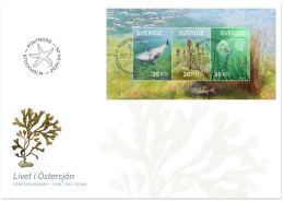 Sweden Suède Suède 2024 Europa CEPT Underwater Flora And Fauna Set Of 3 Stamps In Block FDC - Walvissen