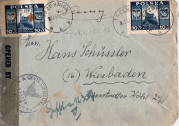 Censored Polish Cover To Germany Posted Trzebnica 8.2.1947 And Censored By The Americans (label + Cachet). Postal Weight - Briefe U. Dokumente