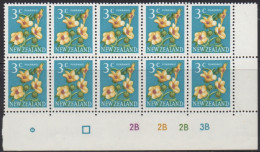 NEW ZEALAND 1967 DECIMAL PICTORIALS  " 3c PUARANGI " IMPRINT BLOCK OF (10) MNH - Neufs