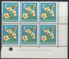 NEW ZEALAND 1967 DECIMAL PICTORIALS  " 3c PUARANGI " IMPRINT BLOCK OF (6) MNH - Nuevos