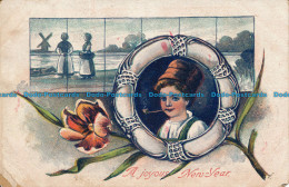 R039039 A Joyous New Year. Greeting Card. 1909 - World
