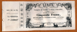 BON COMMERCIAL // CHATILLON-SUR-SEINE (Côte-d'Or) // L'UNITE // Cinquante Francs - Bonds & Basic Needs