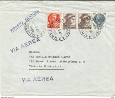 Michelangiolesca Lire 150 Due Esemplari + Complementari Su Busta Per L'Australia - 1946-60: Storia Postale