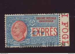 1921 Regno D'Italia , Espresso , N° 5Ba , Lire 1,20 Su 30 Cent Azzurro E Rosso , Soprastampa Fortemente Spostata In Bas - Sonstige & Ohne Zuordnung