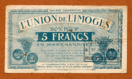 1935 // BON COMMERCIAL // LIMOGES (Haute-Vienne 87) // L'UNION // Bon De Cinq Francs - Bonos
