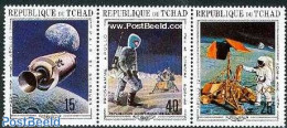 Chad 1970 Apollo XI & XII 3v, Mint NH, Transport - Space Exploration - Otros & Sin Clasificación