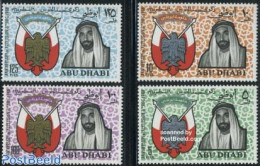 Abu Dhabi 1968 Zaid Bin Sultan Al Nahayyan 4v, Mint NH, History - Nature - Coat Of Arms - Kings & Queens (Royalty) - B.. - Case Reali