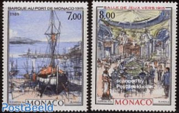 Monaco 1989 Belle Epoque 2v, Mint NH, Transport - Ships And Boats - Art - Paintings - Ongebruikt