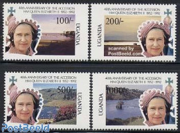 Uganda 1992 Queen Jubilee 4v, Mint NH, History - Kings & Queens (Royalty) - Familles Royales