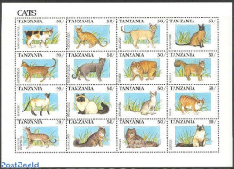 Tanzania 1991 Cats 16v M/s, Mint NH, Nature - Cats - Tanzania (1964-...)