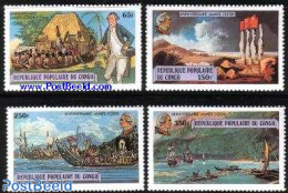 Congo Republic 1979 James Cook 4v, Mint NH, History - Transport - Explorers - Ships And Boats - Esploratori