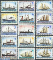 Falkland Islands 1978 Postal Ships 15v Without Year, Mint NH, Transport - Post - Ships And Boats - Correo Postal