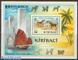 Kiribati 1994 Hong Kong, Dogs S/s, Mint NH, Nature - Transport - Dogs - Ships And Boats - Schiffe