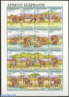 Tanzania 1991 African Elephant 16v M/s, Mint NH, Nature - Elephants - Tanzanie (1964-...)