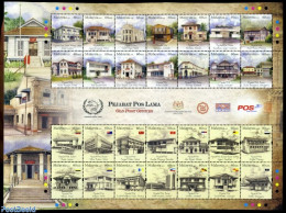 Malaysia 2010 Postal Buildings 28v M/s, Mint NH, Post - Art - Architecture - Poste