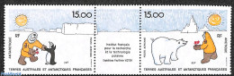 French Antarctic Territory 1991 Polar Institure 2v+tab [:T:], Mint NH, Nature - Science - Bears - Penguins - The Arcti.. - Unused Stamps