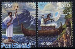 Norway 2004 Mythology 2v, Mint NH, History - Nature - Transport - Europa Hang-on Issues - Horses - Ships And Boats - A.. - Unused Stamps