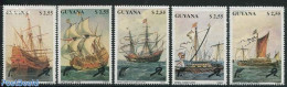 Guyana 1990 Ships 5v, Mint NH, History - Transport - Netherlands & Dutch - Ships And Boats - Geografía