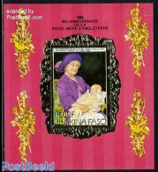 Burkina Faso 1985 Queen Mother S/s Gold, Mint NH, History - Kings & Queens (Royalty) - Koniklijke Families