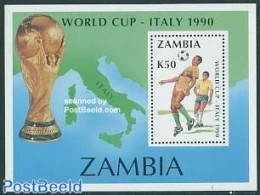 Zambia 1990 World Cup Football S/s, Mint NH, Sport - Various - Football - Maps - Geografía