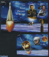 Gambia 2011 First Person In Space 2 S/s, Mint NH, Transport - Space Exploration - Gambie (...-1964)