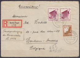 Allemagne - Env. Recommandée Affr. 55pf Càpt BERLIN-TEGEL /19.5.1939 Pour BERCHEM Anvers (au Dos: étiq. [Afwezig / Absen - Covers & Documents