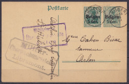 EP CP 5c + OC12 Càd ST-HUBERT /28 III 191? Pour ARLON - Double Censure Allemande Virton & Libramont ! Rare ! - OC1/25 Governo Generale