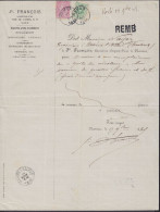 Document Accompagnant Une Lette Contre-remboursement "Géomètre Jh François" Affr. N°46+45 Càd NAMUR /17 NOV 1889 Pour In - 1884-1891 Leopoldo II