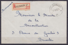 Env. Recommandée En Franchise (pour Ministre) Càd Agence MOLENBEEK *21* /29-1-1948 Pour BRUXELLES - Briefe U. Dokumente